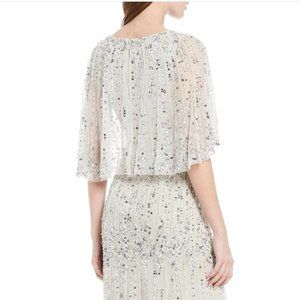 adrianna papell capelet-sleeve  gown